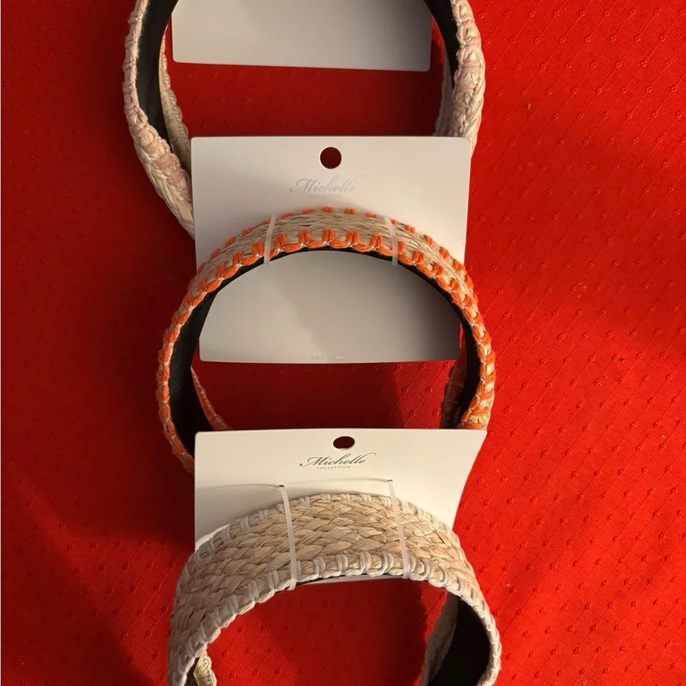 Michele Women's Woven Headbands - Orange and Cream